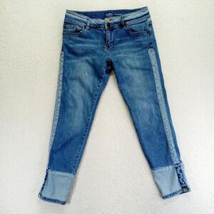 Soho New York & Company Boyfriend Jeans Blue‎ Side Stripe Colorblock Womens 6